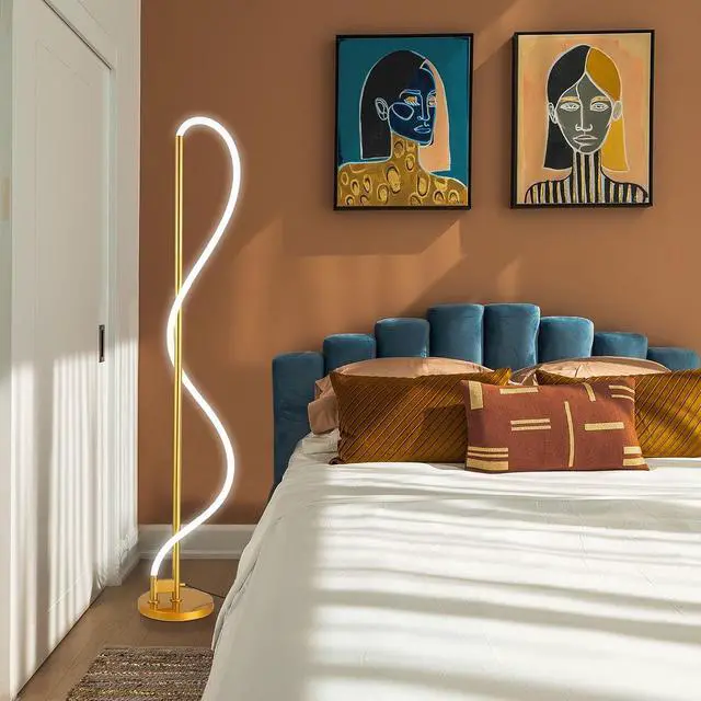 Alt view image 2 of 7 - Modern LED Gold Floor Lamp, 3-Level Dimmable Flexible DIY Modeling Tall Standing Lamp, 35W/2700lm Ultra Bright White Light Corner Floor lamp For Bedroom, Living Room, Office