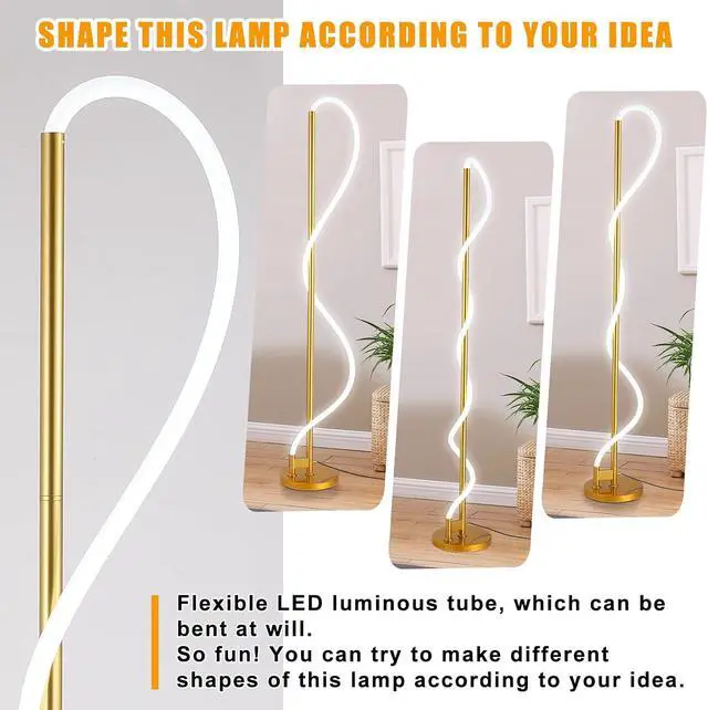 Alt view image 3 of 7 - Modern LED Gold Floor Lamp, 3-Level Dimmable Flexible DIY Modeling Tall Standing Lamp, 35W/2700lm Ultra Bright White Light Corner Floor lamp For Bedroom, Living Room, Office