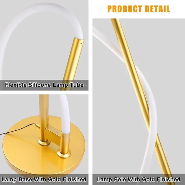 Alt view image 7 of 7 - Modern LED Gold Floor Lamp, 3-Level Dimmable Flexible DIY Modeling Tall Standing Lamp, 35W/2700lm Ultra Bright White Light Corner Floor lamp For Bedroom, Living Room, Office