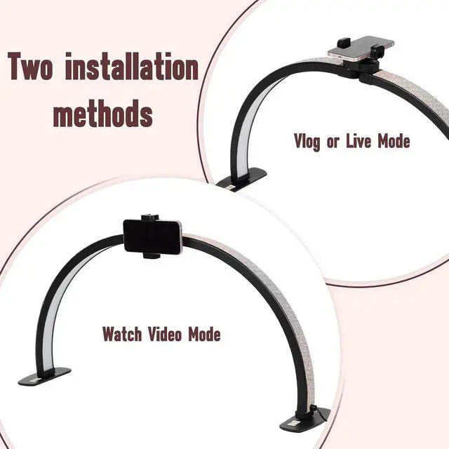 Alt view image 4 of 7 - Half Moon Light for Nail Desk with Phone Holder, 29IN Folding Half-Moon Light with Shinning Diamond, LED Lamp for Nail Art, Eyelash Extension, Tattooing, Skin Management, Color Temperature 3000-6500K