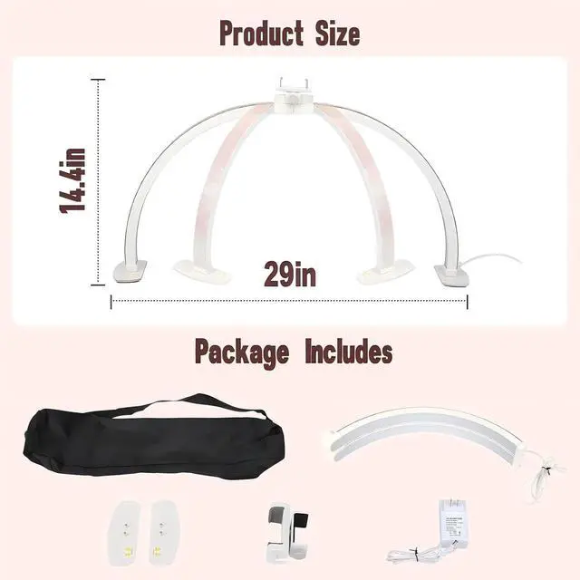 Alt view image 7 of 7 - Half Moon Light for Nail Desk with Phone Holder, 29IN Folding Half-Moon Light with Shinning Diamond, LED Lamp for Nail Art, Eyelash Extension, Tattooing, Skin Management, Color Temperature 3000-6500K
