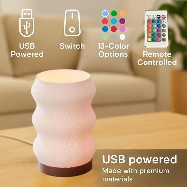 Alt view image 2 of 7 - Wave Table Lamp - Modern Bedside Light for Bedroom, Desk, Nightstand, or Office - Mood Lighting Lamp - Eco-Friendly Gift Idea - Unique Home Decor - LED Night Light (Mini)