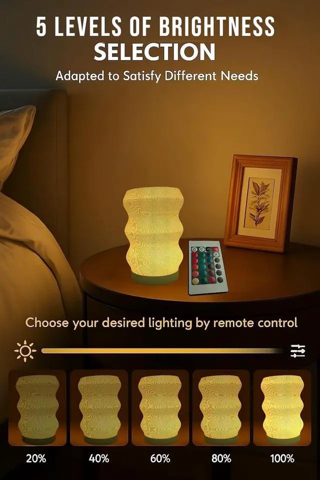 Alt view image 4 of 7 - Wave Table Lamp - Modern Bedside Light for Bedroom, Desk, Nightstand, or Office - Mood Lighting Lamp - Eco-Friendly Gift Idea - Unique Home Decor - LED Night Light (Mini)
