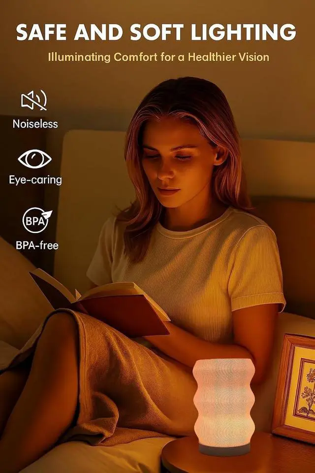 Alt view image 3 of 7 - Wave Table Lamp - Modern Bedside Light for Bedroom, Desk, Nightstand, or Office - Mood Lighting Lamp - Eco-Friendly Gift Idea - Unique Home Decor - LED Night Light (Mini)