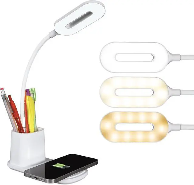 Main image of OttLite Organizer LED Desk Lamp with Wireless Charging - 3 Color Temperatures, Dimmable with Touch Activated Controls, Flexible Neck - Includes Storage Area for Desk Supplies