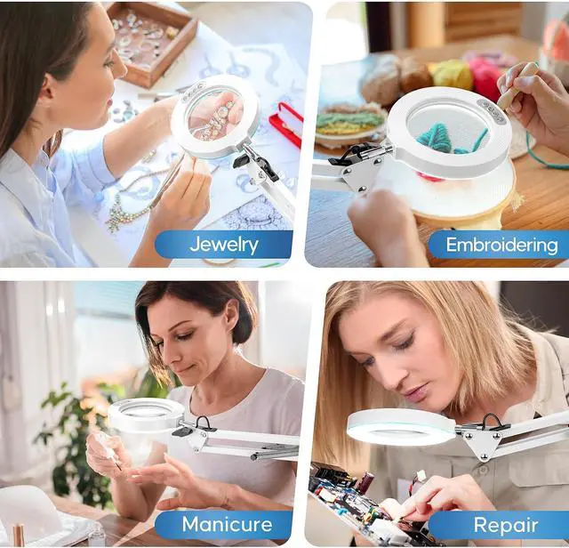 Alt view image 7 of 7 - 10X Magnifying Glass with Light and Stand,Portable Magnifying Glasses Magnifier with Light, Velvet Bag, 5 Color Modes 2-in-1 LED Desk Magnifier Lamp, Magnify Glasses for Close Work Hobbies