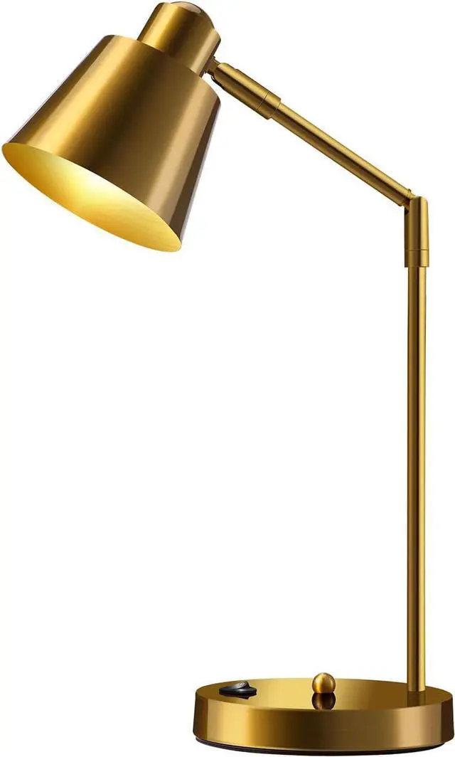 Main image of Anxingtools LED Desk Lamp with Dual USB Charging Ports, 100% Metal, 270° Swivel Arms, Soft White Light (3000K), Bedside Reading Lamp, Home Office Lamp(Golden)