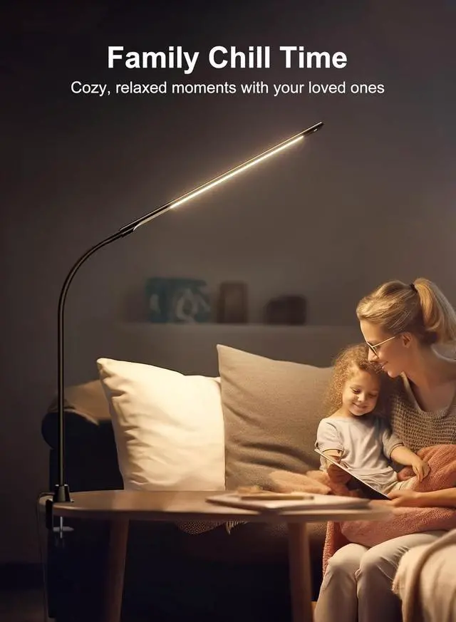 Alt view image 7 of 7 - deeloop CRI 95+ LED Desk Light,16 Inches Ultra-Long Bright Desk Lamp, 5 Brightness Dimming 4000K Office Lamp with 360° Gooseneck Clamp Light for Home Office Working Black