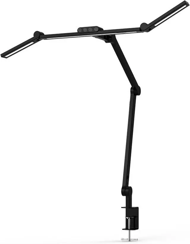 Alt view image 2 of 7 - Mount-It! LED Desk Lamp with Adjustable Swing Arms and Clamp Base, Touch Control, Stepless Dimming, and 5 Color Temperatures, Eye-Caring Lighting for Work, Study, and Crafting