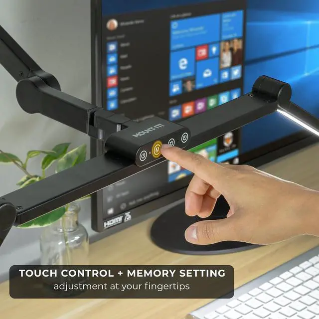 Alt view image 4 of 7 - Mount-It! LED Desk Lamp with Adjustable Swing Arms and Clamp Base, Touch Control, Stepless Dimming, and 5 Color Temperatures, Eye-Caring Lighting for Work, Study, and Crafting