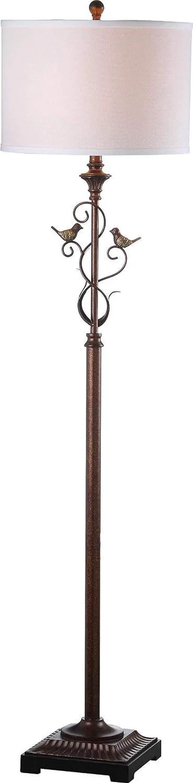 Main image of SAFAVIEH Lighting - Birdsong 61-Inch Standing Floor Lamp - Oil-Rubbed Bronze - Fabric Drum Shade - Transitional Branch Accent Design - Ideal for Living Room, Bedroom - LED Bulb Included (LIT4338A)