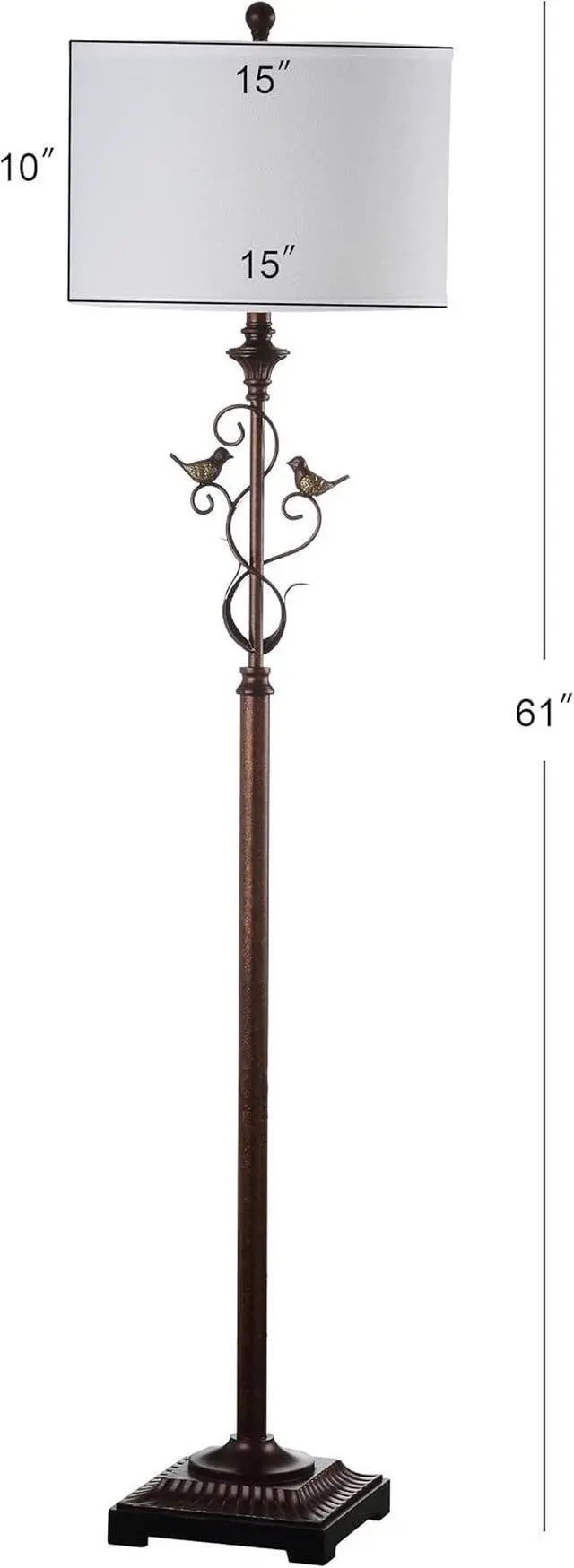 Alt view image 5 of 7 - SAFAVIEH Lighting - Birdsong 61-Inch Standing Floor Lamp - Oil-Rubbed Bronze - Fabric Drum Shade - Transitional Branch Accent Design - Ideal for Living Room, Bedroom - LED Bulb Included (LIT4338A)
