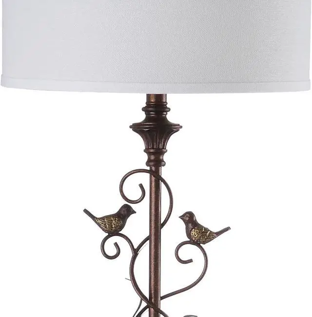 Alt view image 3 of 7 - SAFAVIEH Lighting - Birdsong 61-Inch Standing Floor Lamp - Oil-Rubbed Bronze - Fabric Drum Shade - Transitional Branch Accent Design - Ideal for Living Room, Bedroom - LED Bulb Included (LIT4338A)