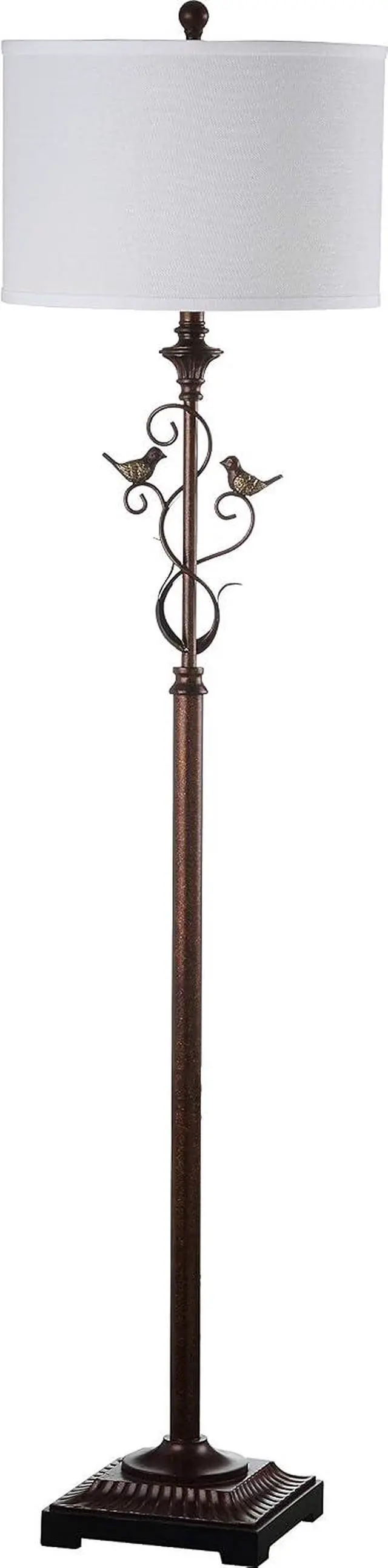 Alt view image 7 of 7 - SAFAVIEH Lighting - Birdsong 61-Inch Standing Floor Lamp - Oil-Rubbed Bronze - Fabric Drum Shade - Transitional Branch Accent Design - Ideal for Living Room, Bedroom - LED Bulb Included (LIT4338A)