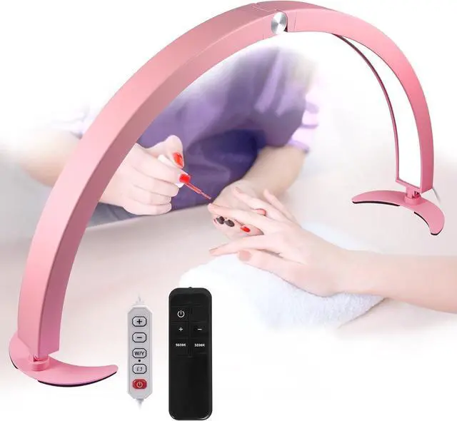 Main image of Half Moon Light for Nail Desk, 29in Foldable Half Moon Table Lamp with Wire Controller & Remote, Bright Arch Nail Light with 7 Cool/Warm Tones & 10 Brightness Levels