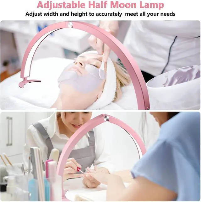 Alt view image 3 of 6 - Half Moon Light for Nail Desk, 29in Foldable Half Moon Table Lamp with Wire Controller & Remote, Bright Arch Nail Light with 7 Cool/Warm Tones & 10 Brightness Levels