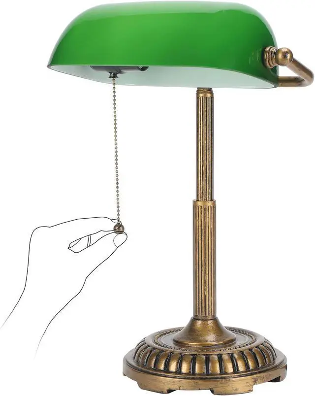 Alt view image 2 of 7 - NISSAFORS Bankers Lamp, Green Desk Lamp with Pull Switch, Vintage Table Lamps for Home Office, Library, Piano (Green)