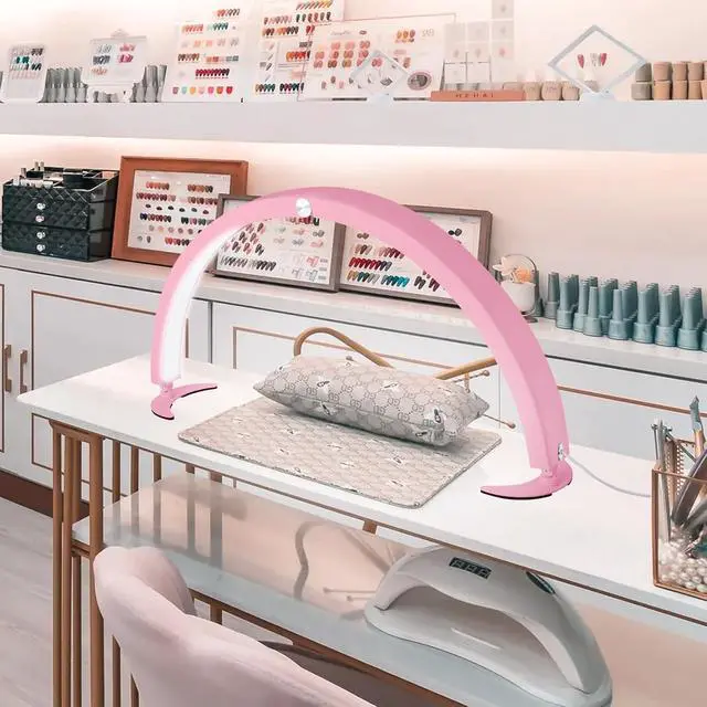 Alt view image 5 of 6 - Half Moon Light for Nail Desk, 29in Foldable Half Moon Table Lamp with Wire Controller & Remote, Bright Arch Nail Light with 7 Cool/Warm Tones & 10 Brightness Levels