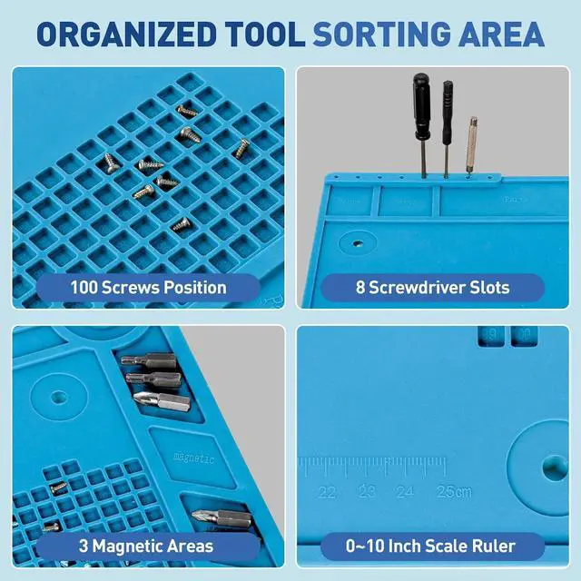 Alt view image 4 of 7 - Silicone Mat Helping Hands Soldering Station, 30X/10X Magnifying Glass with Light for Electronics Craft Hobby, 4 PCB Arms, Infinite Colors Stepless Dimming LED Magnifier Lamp with Stand