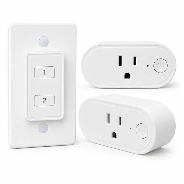 Main image of LoraTap Remote Control Outlet, On Off Light Switch with Wall Plate - Wireless Control 2 Plugs from 100ft, No WiFi Needed, Ideal for Lamps, Fans, Small Appliances(1 Remote + 2 Outlets)
