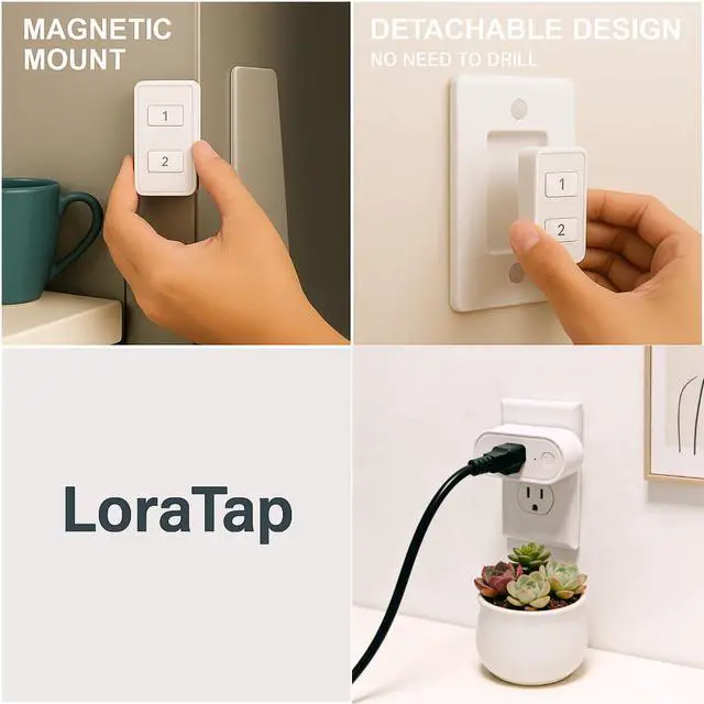 Alt view image 3 of 7 - LoraTap Remote Control Outlet, On Off Light Switch with Wall Plate - Wireless Control 2 Plugs from 100ft, No WiFi Needed, Ideal for Lamps, Fans, Small Appliances(1 Remote + 2 Outlets)