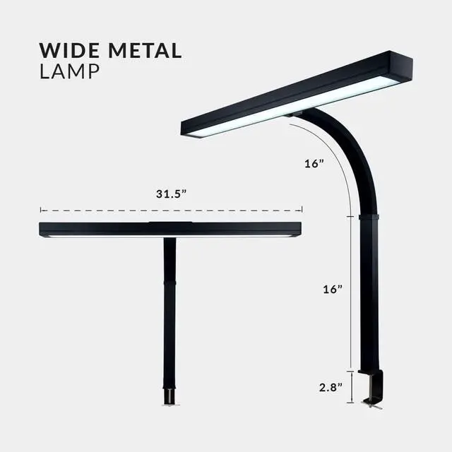 Alt view image 7 of 7 - Neatfi 3,000 Lumens LED Desk Lamp with Clamp | Dimmable | 5 Brightness Levels & 5 Light Modes | Memory Function | Eye-Caring Flexible Lamp for Home & Office (31.5 Inches, Black)