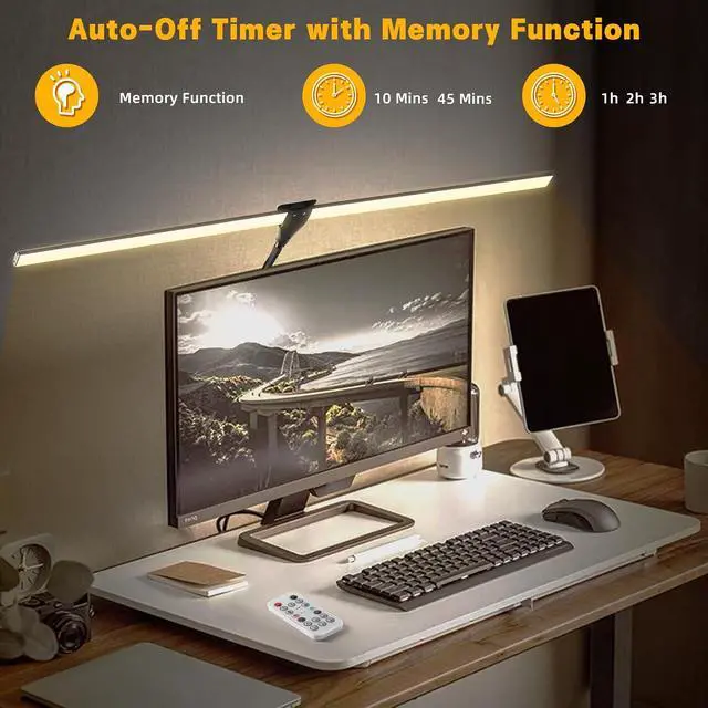 Alt view image 6 of 6 - LED Desk Lamp for Home Office, 50 Brightness & Temperature Modes, Eye Protection, Dual Head Dimmable Table Light, 360° Adjustable Gooseneck with Clamp Remote Control, 90% Energy Saving (Black)