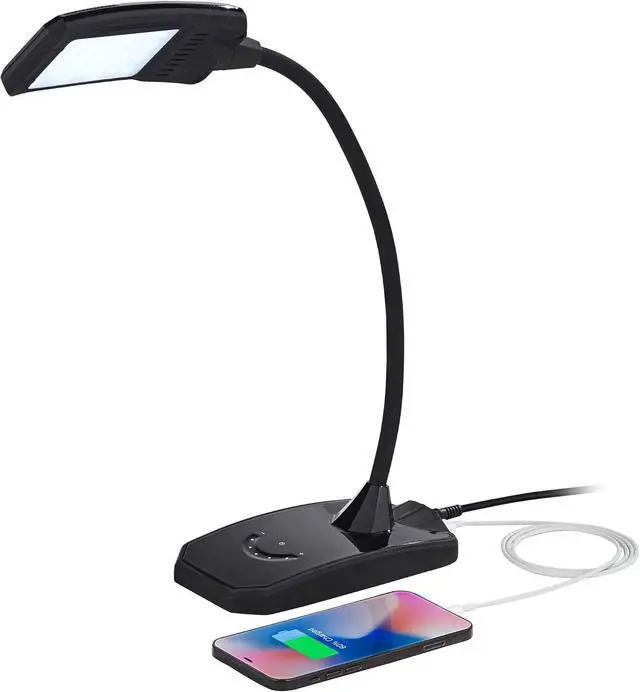 Alt view image 3 of 7 - 360 Lighting Ricky Modern Minimalist Desk Table Lamp with USB Charging Port LED Gooseneck Adjustable Height 13.75" High Black Touch On Off Dimmer for Bedroom House Bedside Nightstand Home