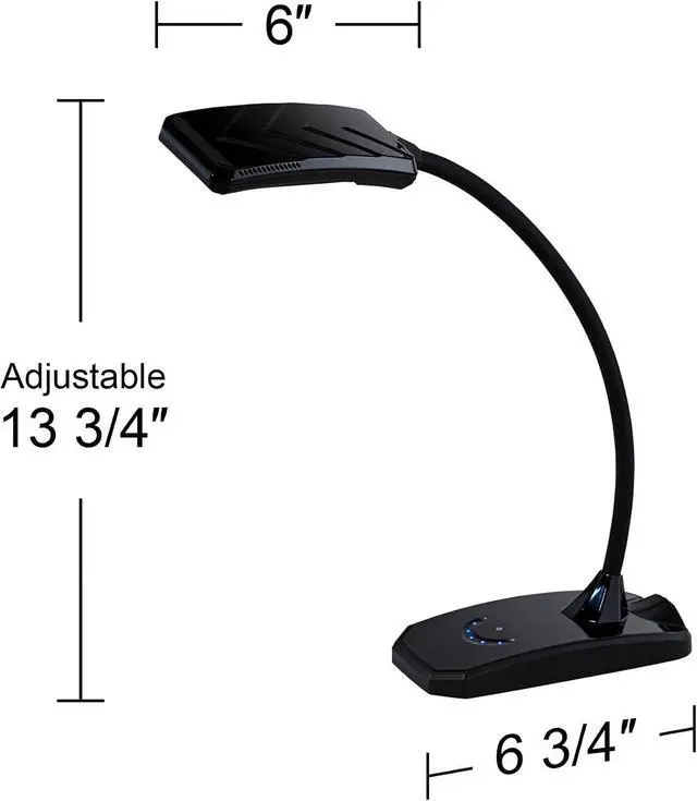 Alt view image 4 of 7 - 360 Lighting Ricky Modern Minimalist Desk Table Lamp with USB Charging Port LED Gooseneck Adjustable Height 13.75" High Black Touch On Off Dimmer for Bedroom House Bedside Nightstand Home
