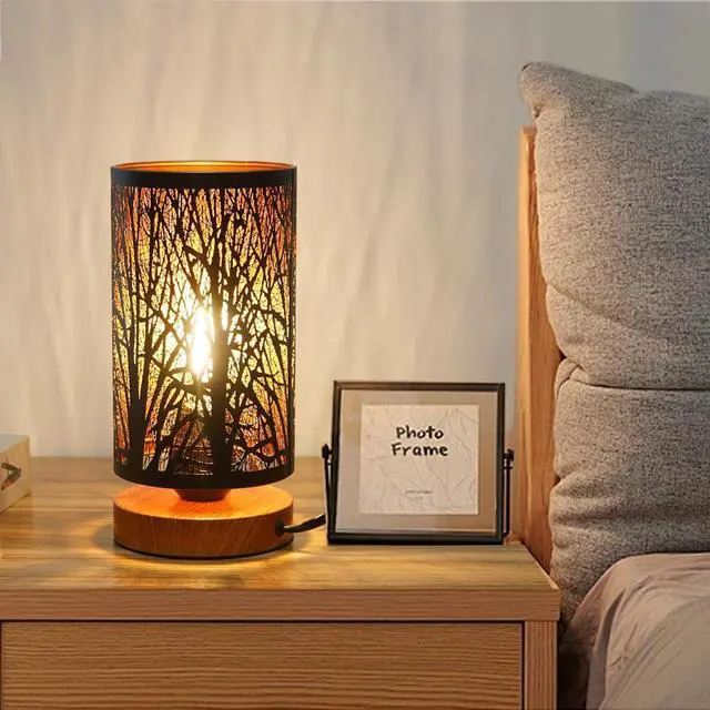 Main image of Small Industrial Table Lamps Dimmable, Bedside Lamps for Nightstand,End Table Side Desk lamp with Rustic Black Metal Cage Lampshade for Bedroom, Kids Room Living Room