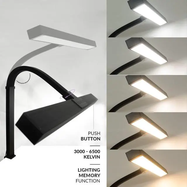 Alt view image 3 of 7 - Neatfi 3,000 Lumens LED Desk Lamp with Clamp | Dimmable | 5 Brightness Levels & 5 Light Modes | Memory Function | Eye-Caring Flexible Lamp for Home & Office (31.5 Inches, Black)