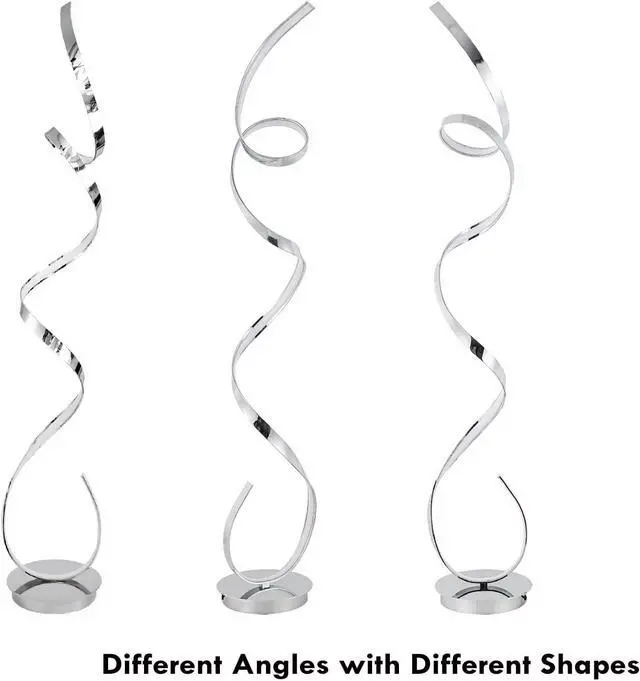 Alt view image 3 of 6 - 59 inches Twisted Floor Standing Lamp, 60W Adjustable Bright and Infinitely Dimmable, LED Modern Silver Floor Tall Lamp for Living Room Bedroom Office with Remote, (luminum Chrome)