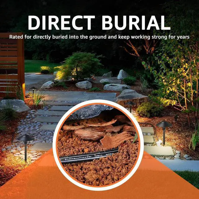 Alt view image 3 of 7 - SUNVIE 100FT 14 Gauge Low Voltage Wire 14/2 Low Voltage Landscape Wire, 14 Gauge Stranded Copper Wire Direct Burial Lamp Wire 14 AWG 2 Conductor Electric Wire for Landscape Lighting, ETL Listed