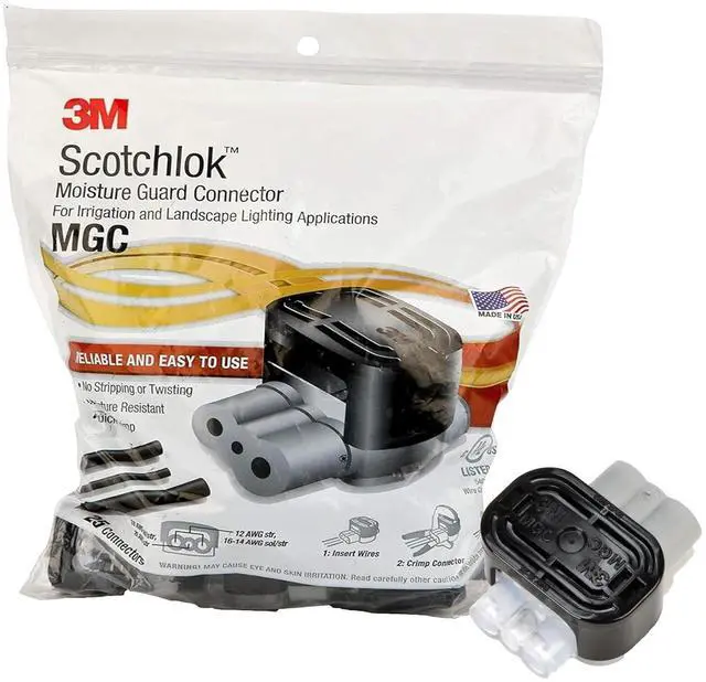 Main image of 3M Scotchlok Moisture Guard Connector MSC, Weatherproof, UV-Resistant Connector for 2-3 Wires, 16-14 AWG (solid/stranded), Bag of 25, For Irrigation and Landscape Lighting Applications