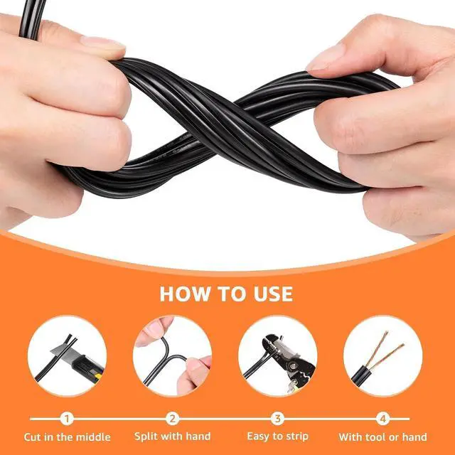 Alt view image 6 of 7 - SUNVIE 100FT 14 Gauge Low Voltage Wire 14/2 Low Voltage Landscape Wire, 14 Gauge Stranded Copper Wire Direct Burial Lamp Wire 14 AWG 2 Conductor Electric Wire for Landscape Lighting, ETL Listed
