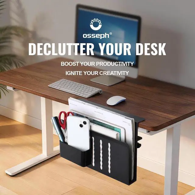 Alt view image 2 of 7 - Under Desk Storage Organizer, Laptop Holder for Desk with Pen Slot (Black) | osseph Desk Storage, Laptop Holder for Desk, Pen Slot