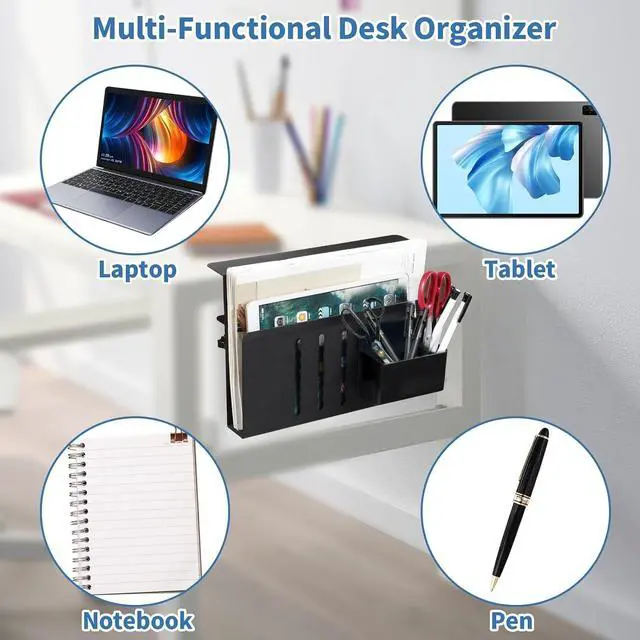 Alt view image 5 of 7 - Under Desk Storage Organizer, Laptop Holder for Desk with Pen Slot (Black) | osseph Desk Storage, Laptop Holder for Desk, Pen Slot