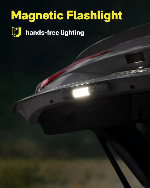 Alt view image 4 of 7 - HOTO Emergency Flashlight Rechargeable, Magnetic LED Flashlight High Lumens with Window Glass Breaker Seatbelt Cutter, Zoomable Car Work Flash Light for Car Repair, Camping, Emergency