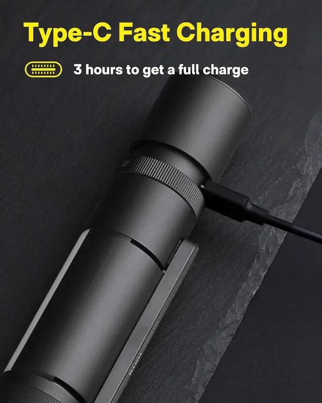 Alt view image 6 of 7 - HOTO Emergency Flashlight Rechargeable, Magnetic LED Flashlight High Lumens with Window Glass Breaker Seatbelt Cutter, Zoomable Car Work Flash Light for Car Repair, Camping, Emergency