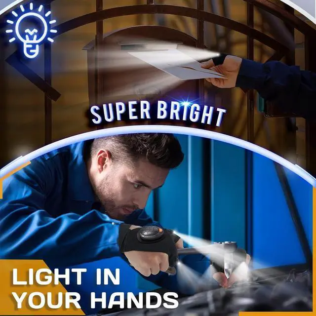Alt view image 4 of 7 - PARIGO Flashlight Gloves for Men Rechargeable (1 Pair) Stocking Stuffers for Men Dad Him Husband Teen Boys, Christmas Birthday Gifts Cool Gadgets Led Gloves for Fishing Camping Repairing