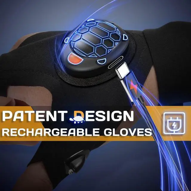Alt view image 3 of 7 - PARIGO Flashlight Gloves for Men Rechargeable (1 Pair) Stocking Stuffers for Men Dad Him Husband Teen Boys, Christmas Birthday Gifts Cool Gadgets Led Gloves for Fishing Camping Repairing