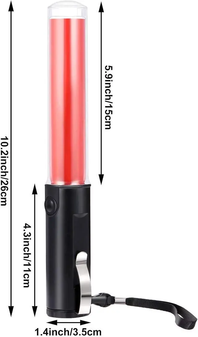 Alt view image 2 of 7 - Weewooday 2 Pack 11 Inch Traffic Wand, LED Signal Safety Air Traffic Control Wands with Flashlight Baton with 3 Flashing Modes, Wand for Parking Guides, Aircraft, Car Directing(Red)