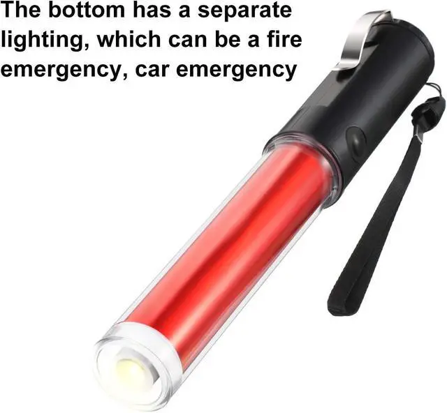Alt view image 6 of 7 - Weewooday 2 Pack 11 Inch Traffic Wand, LED Signal Safety Air Traffic Control Wands with Flashlight Baton with 3 Flashing Modes, Wand for Parking Guides, Aircraft, Car Directing(Red)