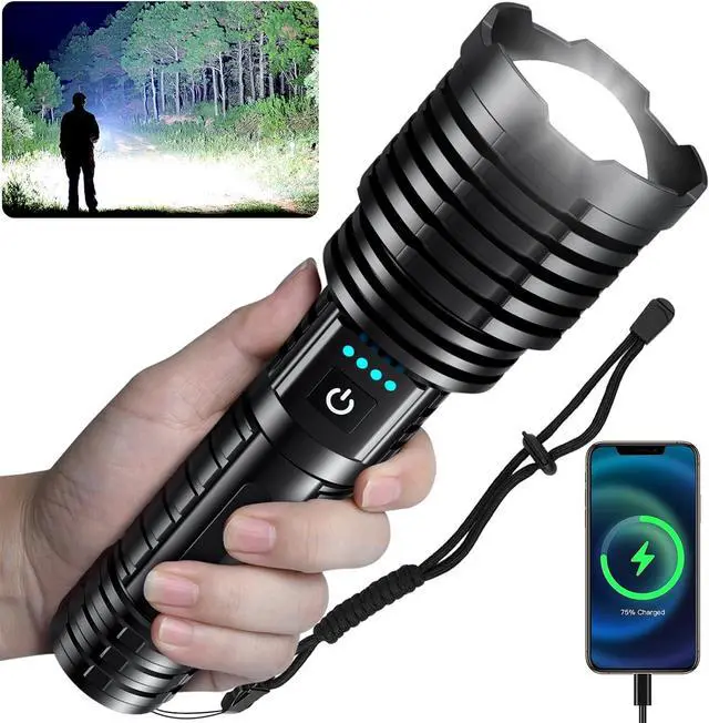 Main image of baibian Rechargeable Flashlights High Lumens, 100,000 Lumens Super Bright Flashlight, LED Handheld Waterproof Tactical Flashlights-Zoomable 5 Modes-31H Runtime-Holster for Emergency Camping