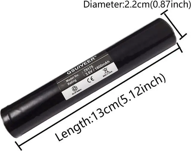 Alt view image 3 of 6 - 75175 Rechargeable Battery 3.6V 1800mAh Ni-CD Compatible with Streamlight Stinger 75175 75375 75300 75500 75810 76000 76300, PolyStinger, Pelican M9, FL126 Flashlight (1 Pack)