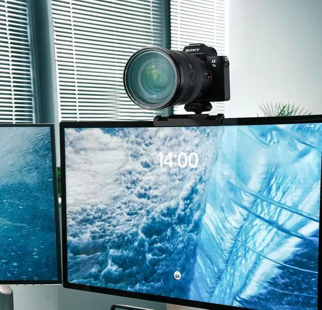 Alt view image 5 of 6 - RAUBAY CM01 Monitor Top Camera Mount Clamp, Hanging Webcam Stand with 1/4" Screw, Suitable for Flat-Screen Monitors, for Live Stream, Video Conferencing, YouTube, TikTok, etc.