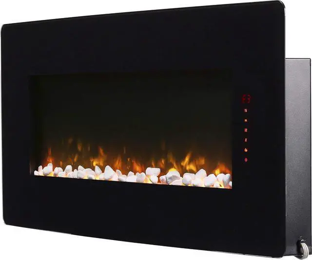 Main image of Dimplex Winslow 42 Inch Wall Mounted Electric Fireplace - Heater with Realistic LED Flames, Curved Glass, 3 Media Beds, Side Glow Lighting, Remote, Wall or Tabletop for Living Room - Black, 1400W