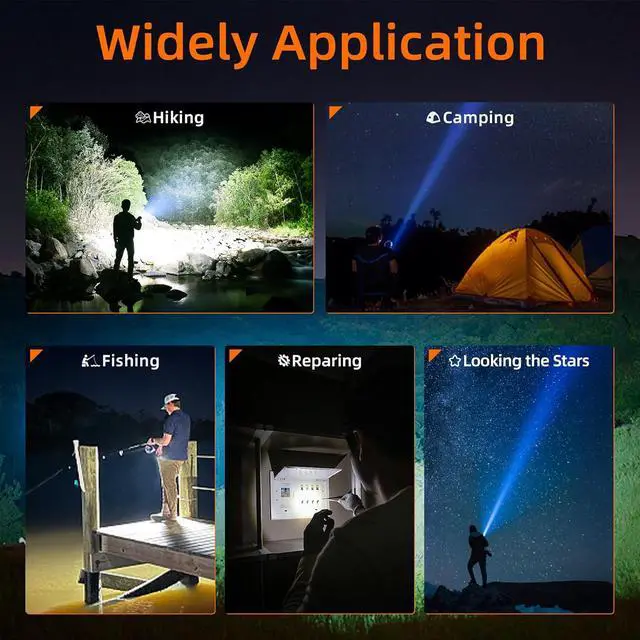 Alt view image 2 of 7 - SuperFire Tactical Flashlight Rechargeable, USB-C 2300 Lumens LED Flashlight with Zoom, 5 Modes, IP46 Waterproof for Camping, Emergency & Power Outages