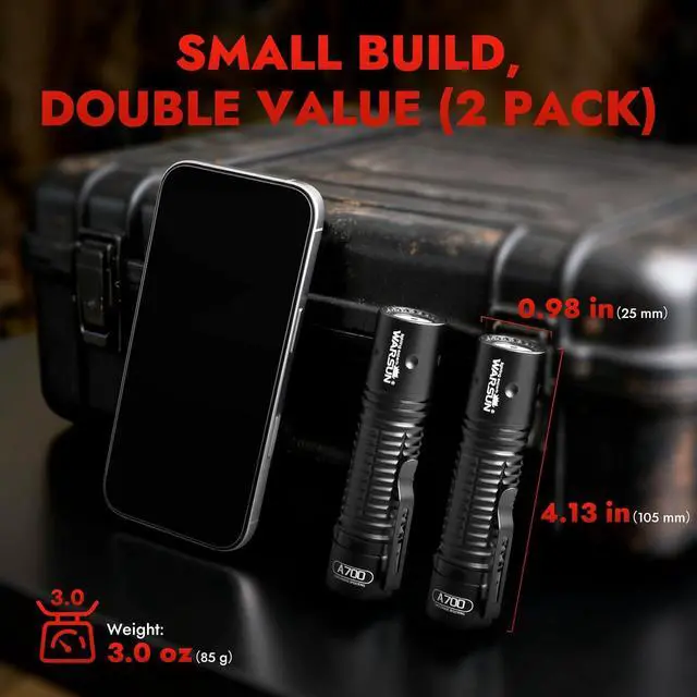 Alt view image 3 of 6 - WARSUN Rechargeable Flashlight 2 Pack, Compact LED Flashlights with 700 Lumens Turbo, USB-C, Tail Switch, Aluminum Body, Pocket Clip, Small Flashlight Set for Home, Car, Power Outages and Work