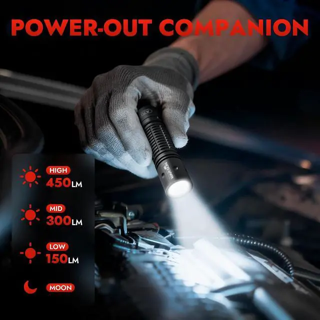 Alt view image 5 of 6 - WARSUN Rechargeable Flashlight 2 Pack, Compact LED Flashlights with 700 Lumens Turbo, USB-C, Tail Switch, Aluminum Body, Pocket Clip, Small Flashlight Set for Home, Car, Power Outages and Work